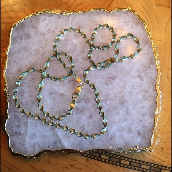 Silver & Gold Twist Chain- made in Italy! - Picture 1 of 9
